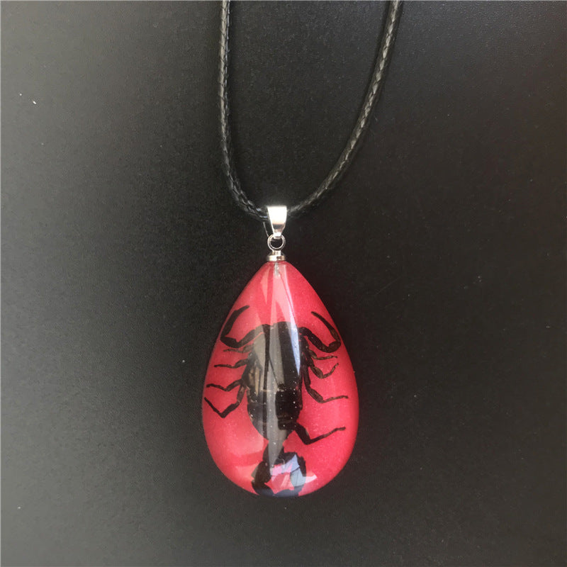 Wholesale 6pcs Scorpion Amber Real Insect Luminous Pendant Specimen Necklace